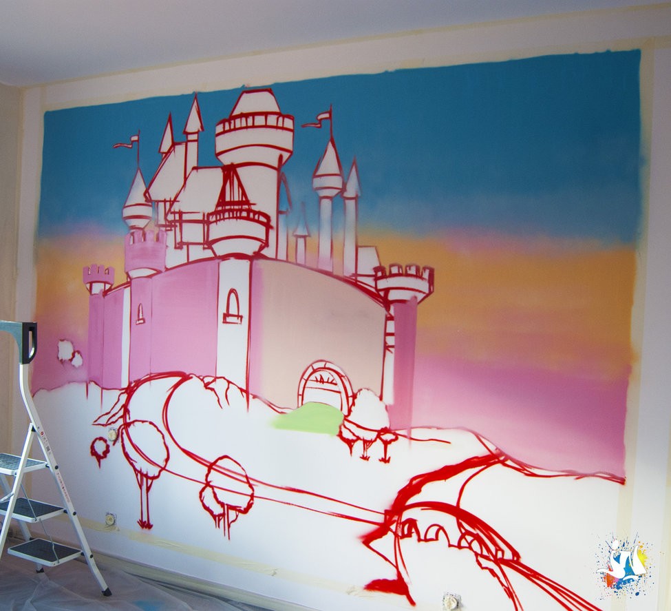 Aplat de couleurs - graffiti château princesse (JN - graffiti déco)