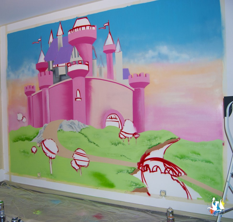 Début des détails - graffiti château princesse (JN - graffiti déco)